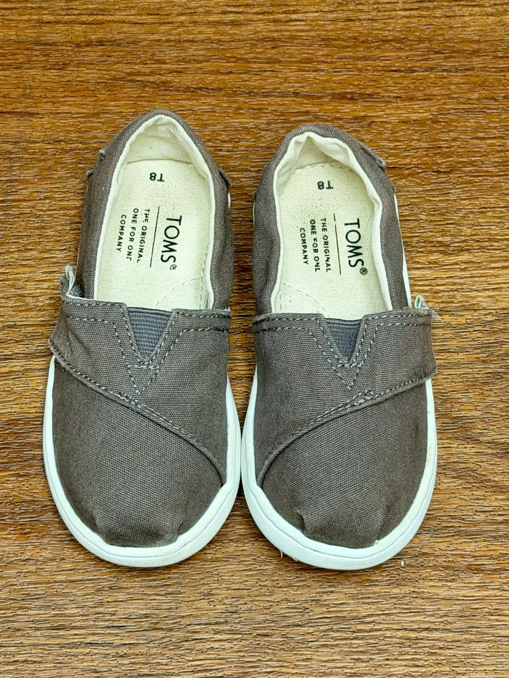 TOMS Tiny Classic Canvas Toddler Shoes Size T8 Brown Velcro